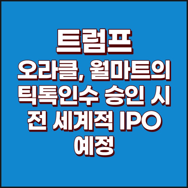  [틱톡인수] 트럼프가 오라클, 월마트의 틱톡인수 승인시 IPO 결정
