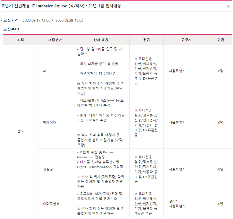  [LG CNS] 하반기 석사 신입사원 채용(09.17~09.29)
