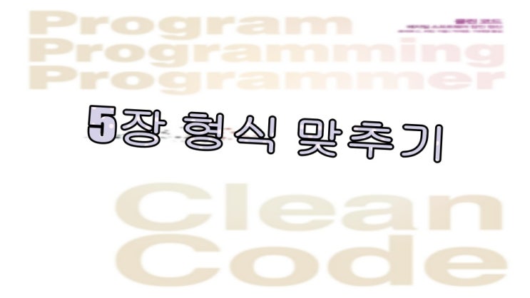 [Clean Code / 클린코드] - 5장 형식 맞추기