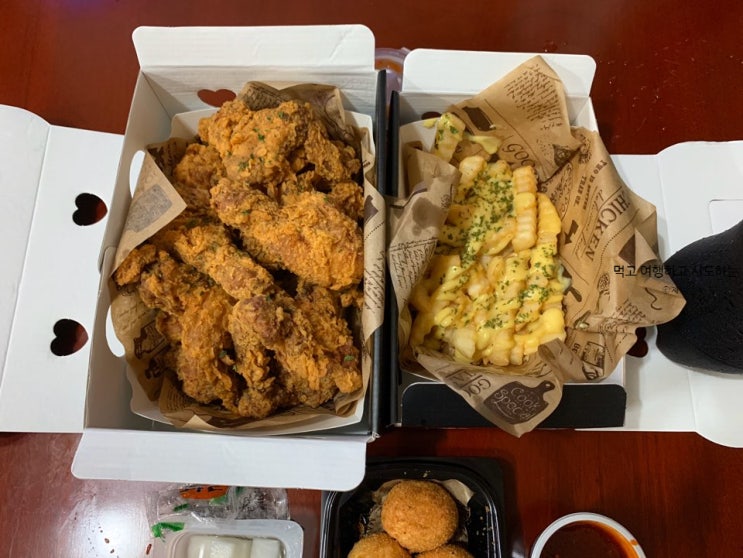  부평 <도담치킨> 골든크리스피, 버터갈릭포테이토, 치즈볼 배민 배달 후기