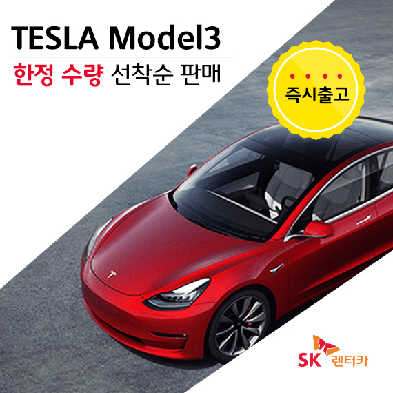 테슬라 모델3(전기차) 렌터카 - 장기 렌트 후 구매 가능! (SK 장기 렌터카)