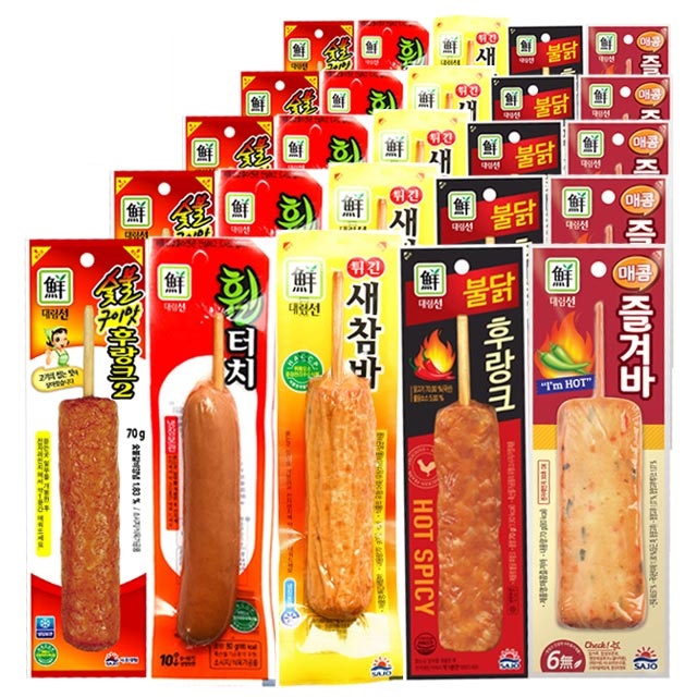  대림선 숯불5+휠터치5+새참바5+불닭5+매콤즐겨바5 인기핫바, 25팩, 70g