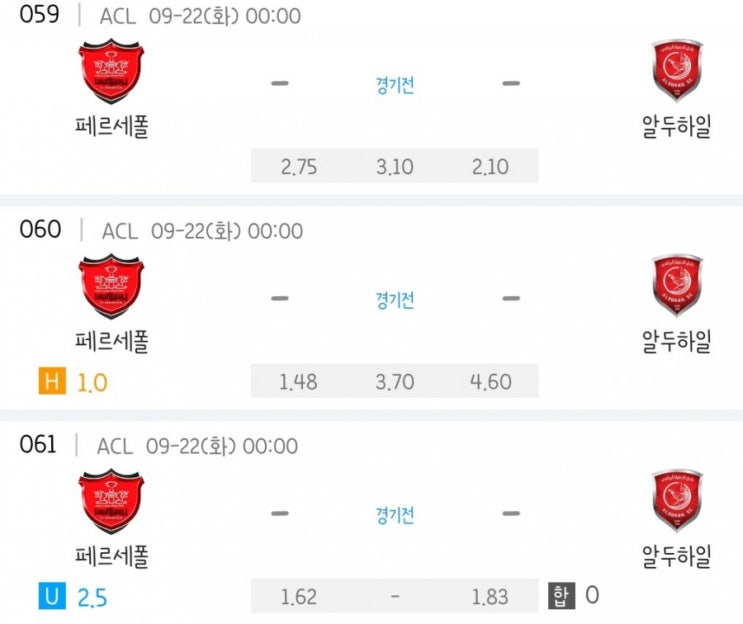 2020.09.21 ACL AFC 아시아챔피언스리그 조별리그 5차전 페르세폴 알두하일 | 알사드 S알나스