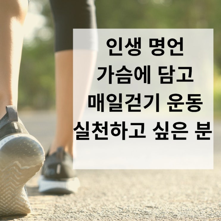  인생 명언 가슴에 담고 매일걷기 운동 실천하고 싶은분