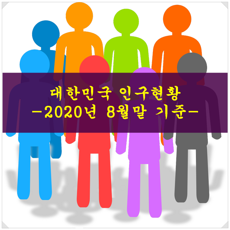 대한민국 인구현황(2020년 8월말 기준). 경기도 인구 집중현상 뚜렷!