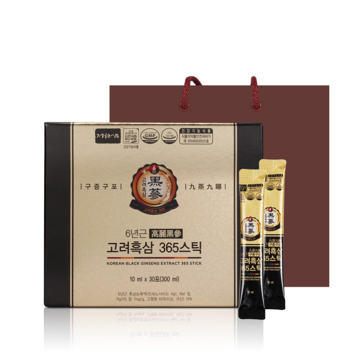  정원삼 구증구포 고려흑삼 365 스틱 + 쇼핑백, 10ml, 30포