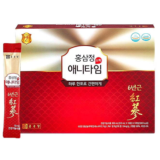  종근당 홍삼정 애니타임 스틱 + 쇼핑백, 10ml, 30개입