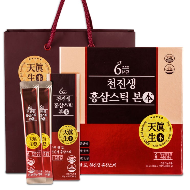  천진생 홍삼스틱 본 + 쇼핑백, 10g, 30개