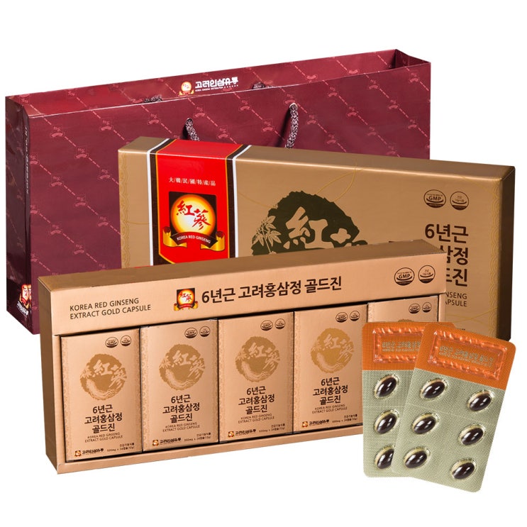  고려인삼유통 6년근 고려홍삼정 골드진 120정 + 쇼핑백, 60g, 1세트