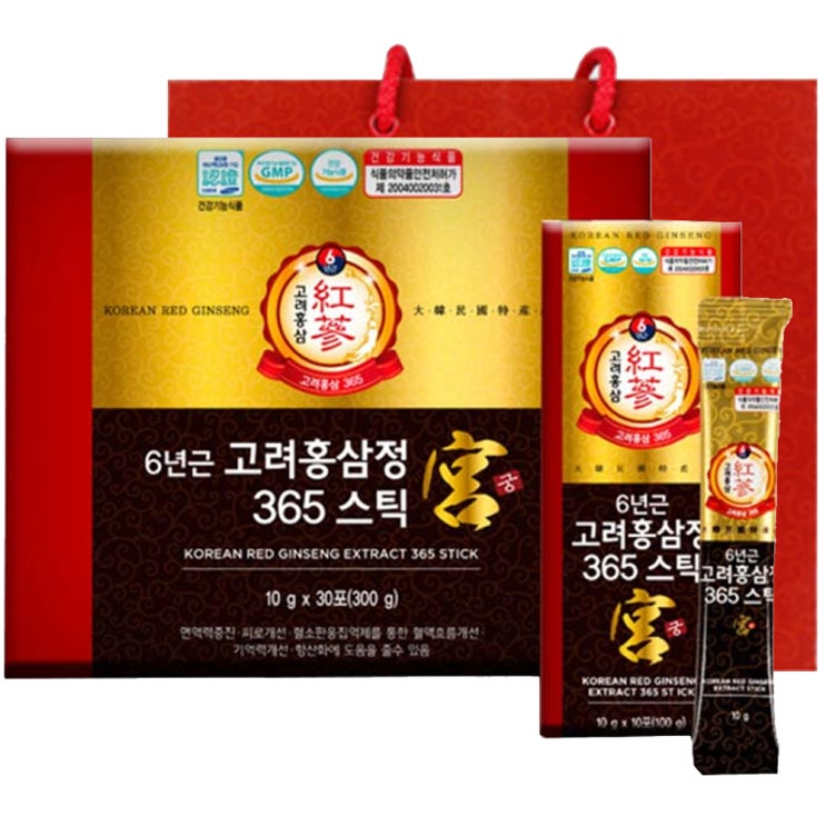  정원삼 6년근 고려홍삼정 365스틱, 10g, 30개입