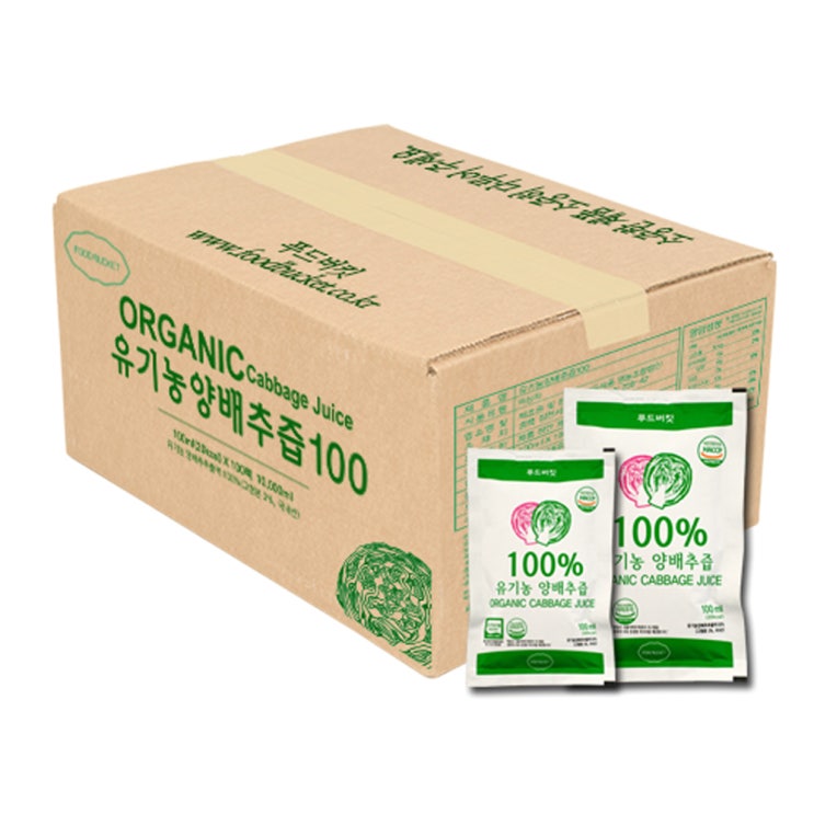  푸드버킷 유기농양배추즙, 100ml, 100개