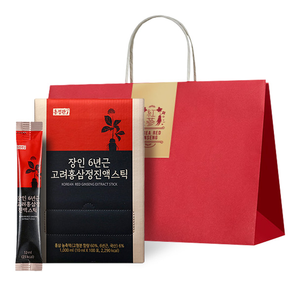  홍정관장인 6년근 고려홍삼정진액스틱 + 쇼핑백, 10ml, 100개