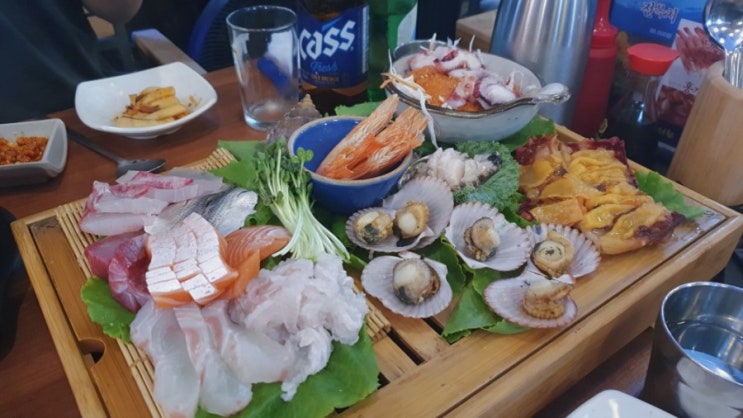  정자동 술집, 도시어부 / 해산물모둠(회,새우,조개,멍게,물회)