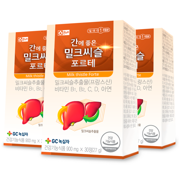  GC녹십자 온누리 간에좋은 밀크씨슬 포르테 건강기능식품, 30정, 3개