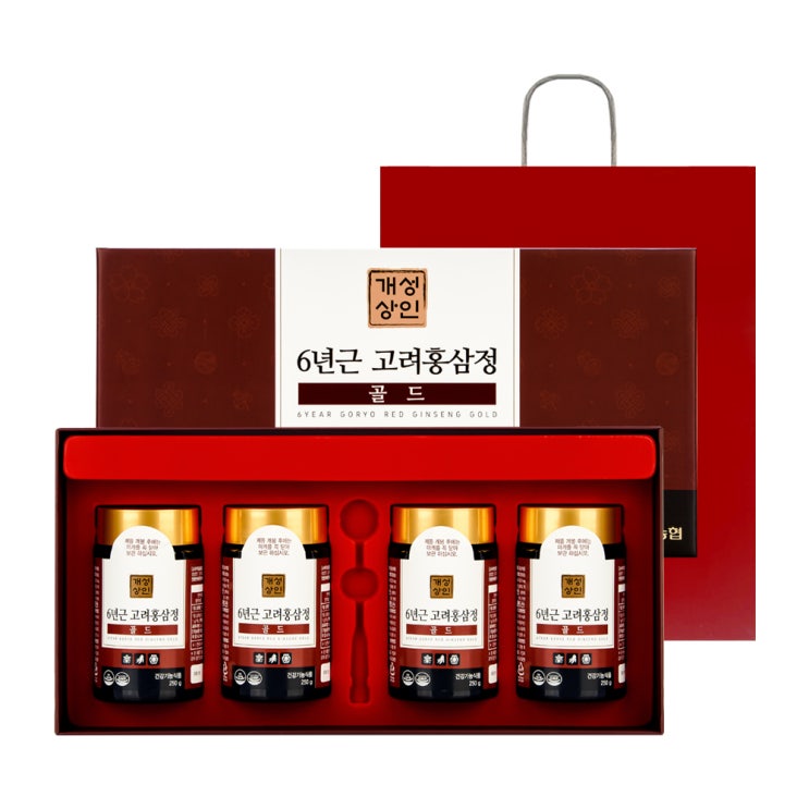  개성상인 6년근 고려홍삼정 골드, 250g, 4개