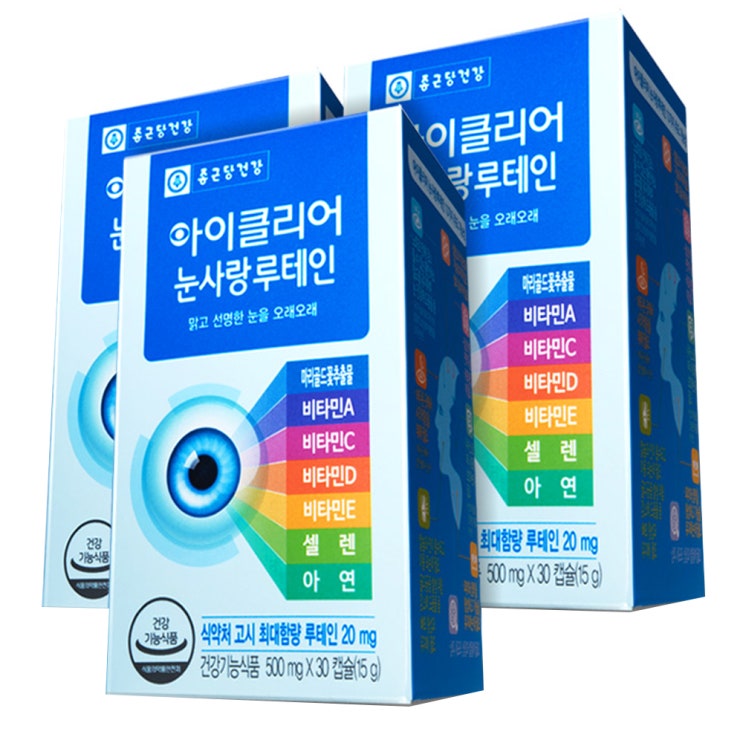  종근당건강 아이클리어 눈사랑 루테인, 30정, 3개