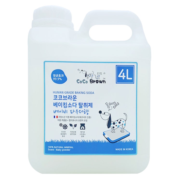  코코브라운 베이킹소다 반려동물 탈취제 베이비파우더, 4L, 1개