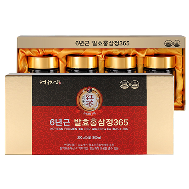  정원삼 6년근 발효홍삼정365 + 쇼핑백, 200g, 4개