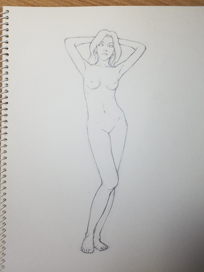 한쪽 다리로 중심 균형 잡은 인체드로잉 2번째~