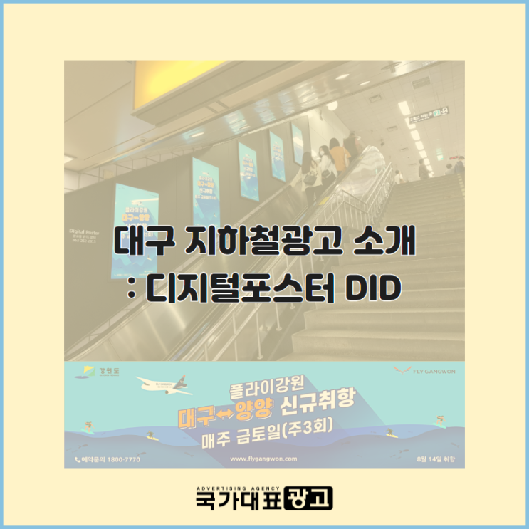  대구 지하철광고 디지털포스터 DID 매체 : 플라이강원 진행 사례