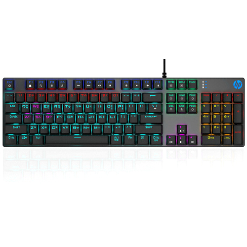  HP 게이밍 기계식 유선 키보드, GK400F(갈축), 혼합색상