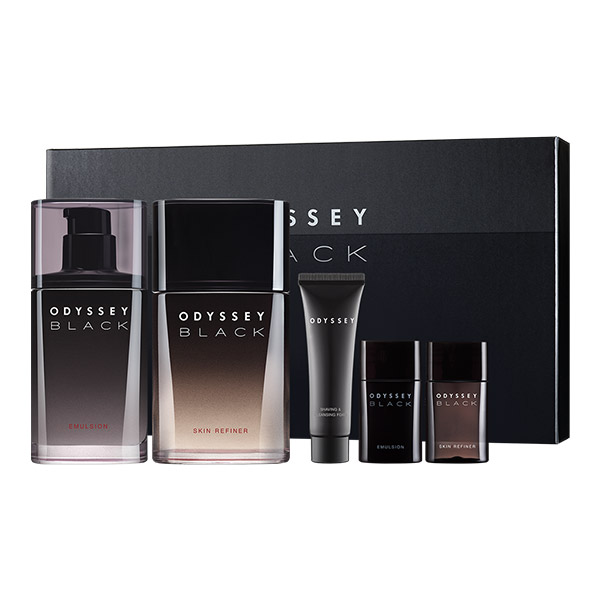  오딧세이 블랙 남성 화장품 2종 세트, 1세트, 스킨 130ml + 30ml + 에멀젼 100ml + 30ml + 클렌징폼 30ml