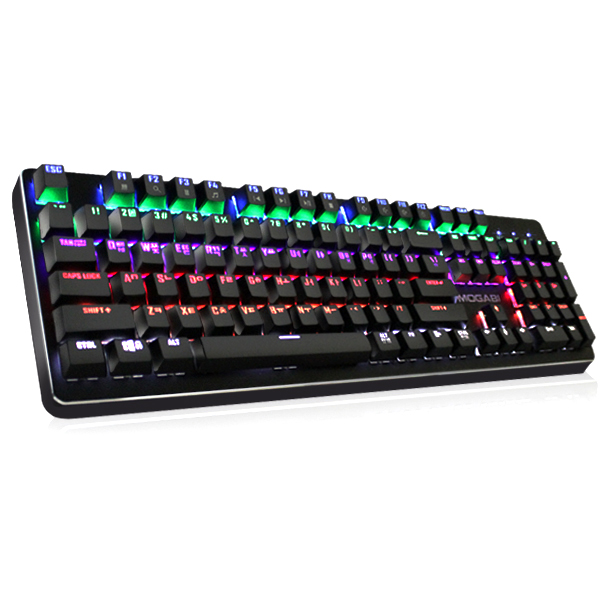  모가비 레인보우 LED 기계식 키보드, MOG-044(갈축), 블랙