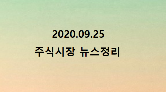 2020.09.25 주식시장뉴스정리 2020.09.25 주식시장뉴스정리