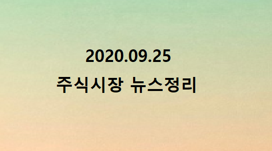 2020.09.25 주식시장뉴스정리