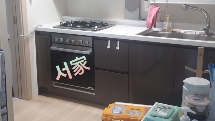  사상 경동메르빌 일체형 가스오븐렌지 제거후 SK매직 DWA81R5B 12인용 식기세척기 공간 마련