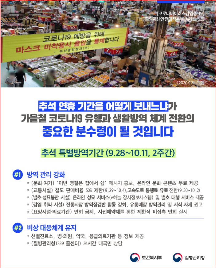  추석연휴 특별방역! 추석에는 어디에 있어야 하나~