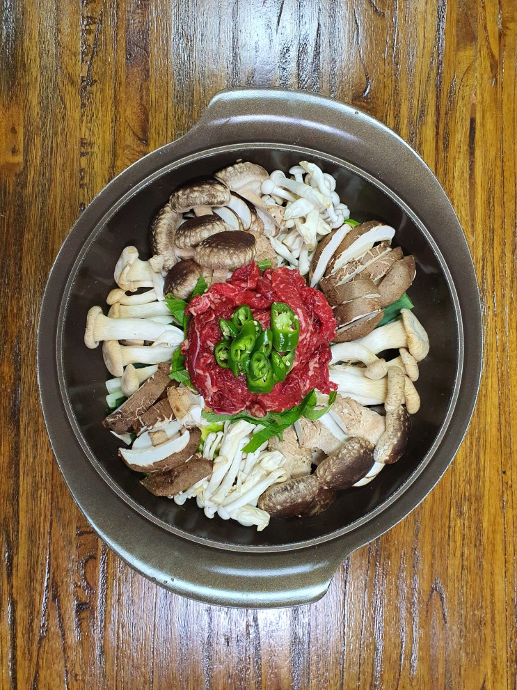  따듯한 소고기 버섯전골 레시피, 아빠 요리
