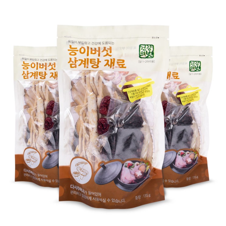  건강의벗 능이버섯 삼계탕 재료, 135g, 3개