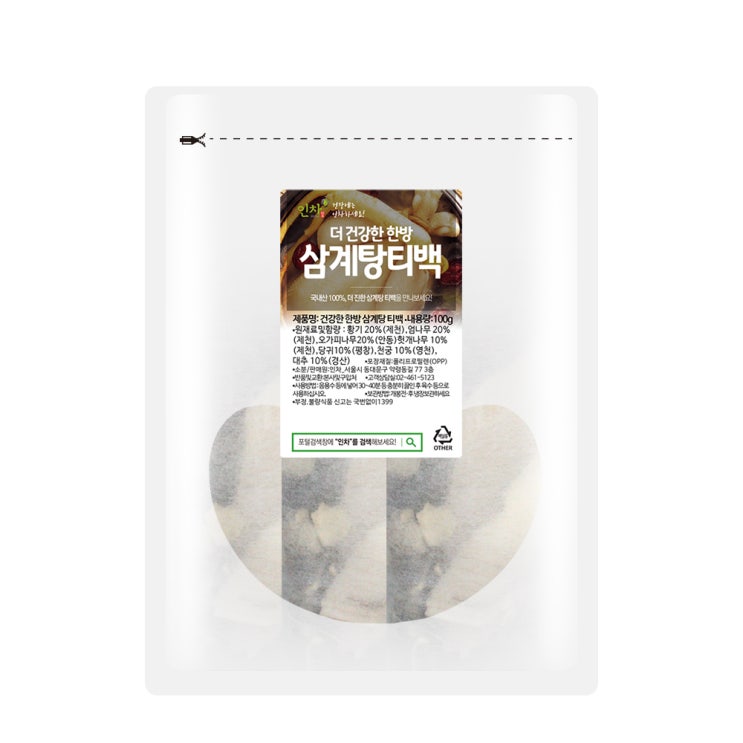  인차 건강한 한방 삼계탕 간편티백 한방재료, 100g, 3개