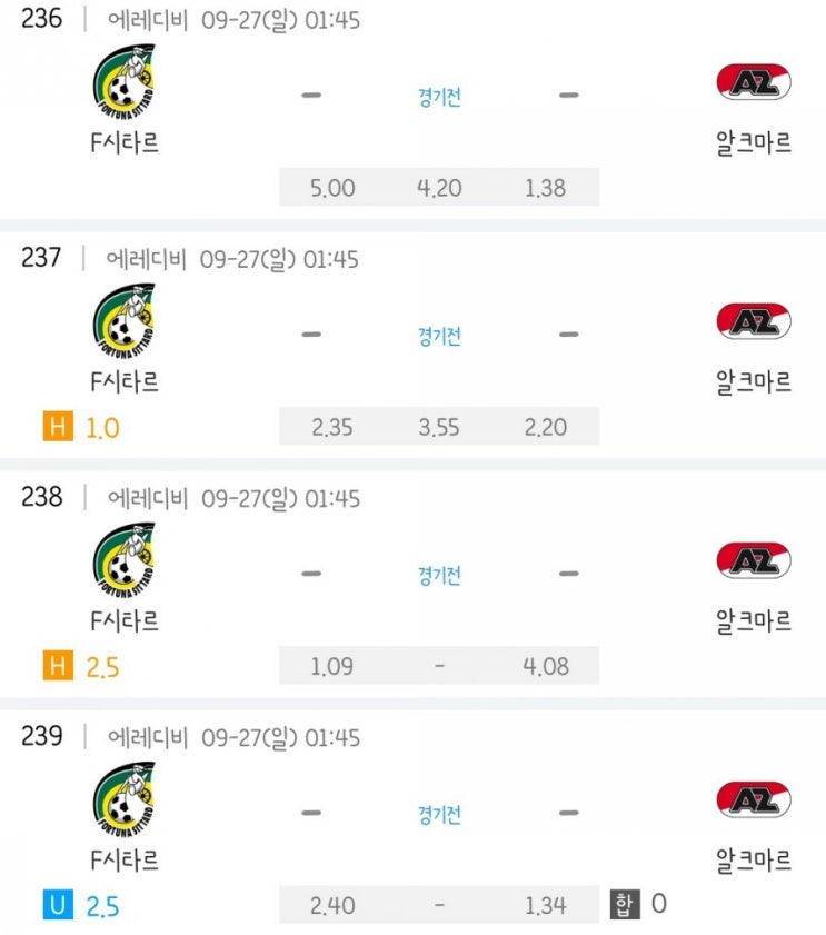 2020.09.26 에레디비시 F시타르 알크마르 2020.09.26 에레디비시 F시타르 알크마르