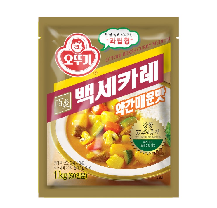  오뚜기 백세 카레 약간매운맛, 1kg, 1개