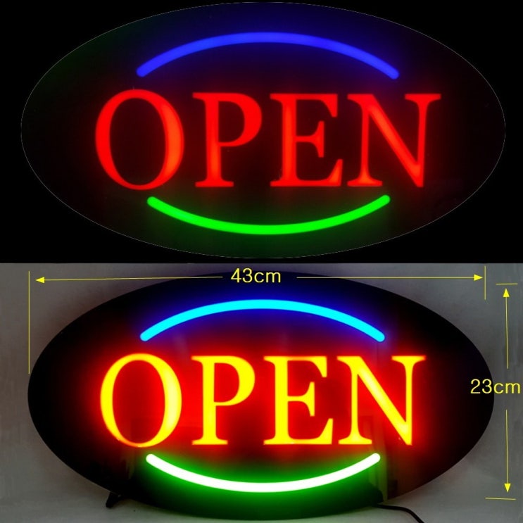 [오성스타] LED 에폭시 간판-OPEN 영문 타원 43x23cm