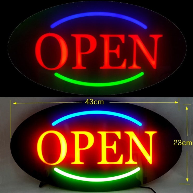  [오성스타] LED 에폭시 간판-OPEN 영문 타원 43x23cm
