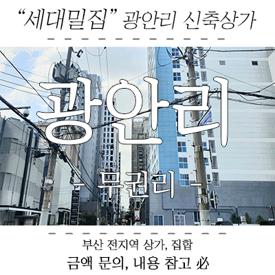 광안동상가임대 : 광안리 바닷가 오피스텔 밀집 상권 신축 상가