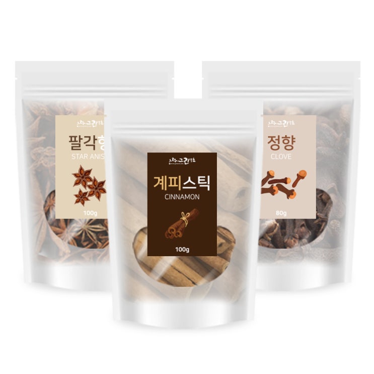  그린약초 뱅쇼 만들기 계피스틱 100g + 정향 80g + 팔각회향 100g, 1세트
