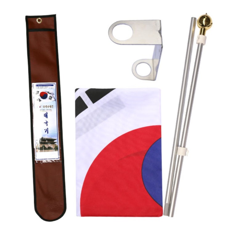  더자카 국내산 태극기알루미늄 2단세트 고급가정용태극기세트 벽꽃이포함 4종, 1세트