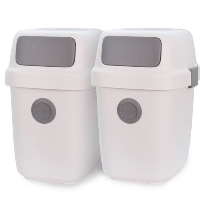  올리빙 도트 가정용 재활용 분리수거함 60L, 화이트, 2개입