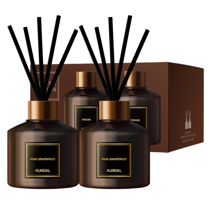  쿤달 퍼퓸 디퓨저 200ml 2개 + 섬유스틱 10개 세트, 핑크그레이프프룻향