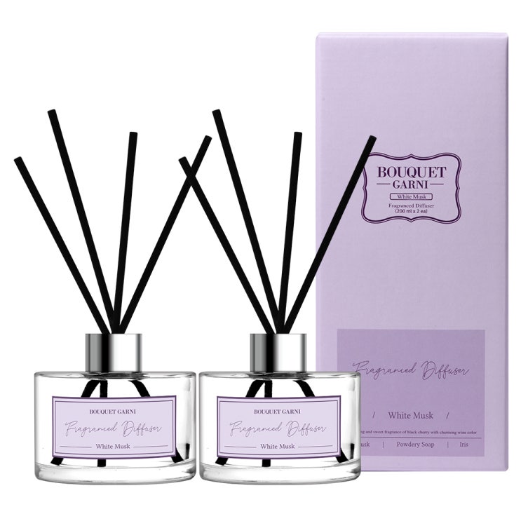  부케가르니 디퓨저 200ml x 2p, 화이트머스크