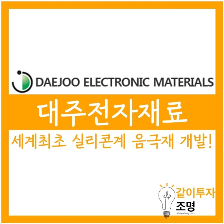 [한국 주식-대주전자재료] 세계최초 실리콘계 음극재 개발 기업이 한국 기업이라고?