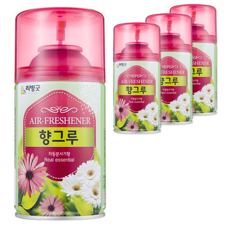  리빙굿 향그루 라벤다향 자동분사기 방향제, 280ml, 4개입