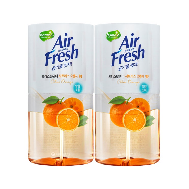  홈즈 에어후레쉬 크리스탈워터 방향제 본품 시트러스오렌지, 400ml, 2개
