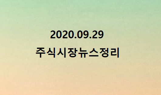 2020.09.29 주식시장 뉴스정리