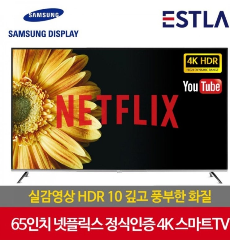  이스트라 65인치 스마트tv 유튜브 tv  넷플릭스tv