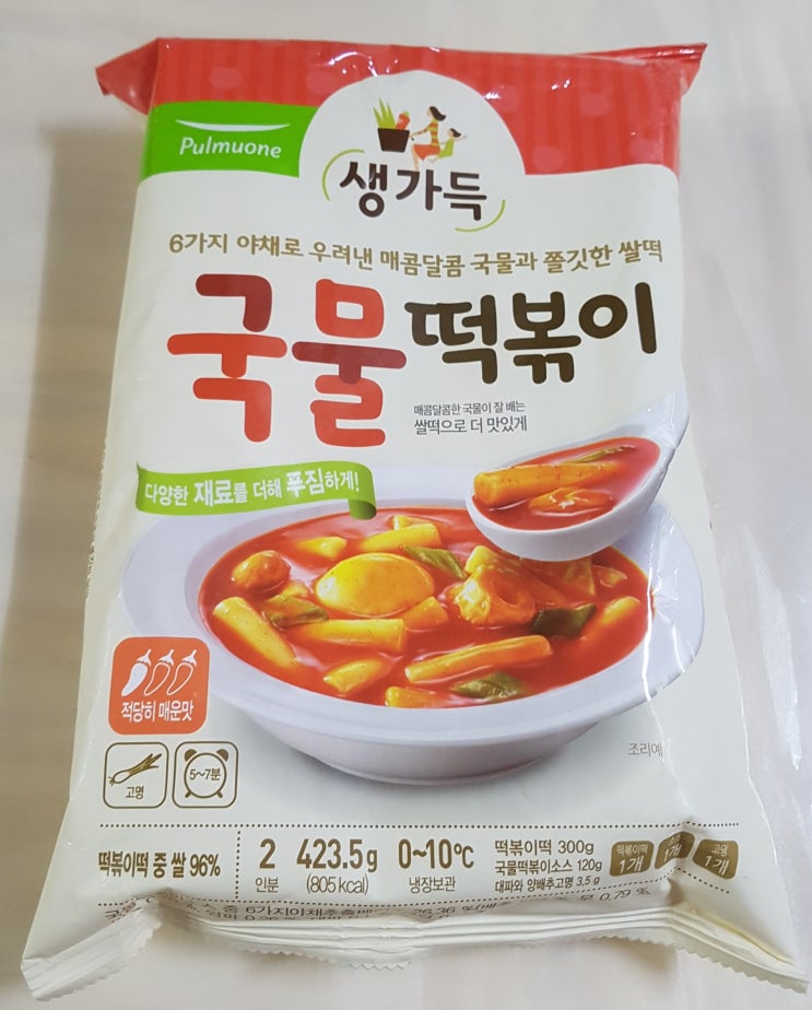  풀무원 생가득 국물떡볶이 적당히 매운맛 칼로리(열량) / 영양성분정보 및 먹어본 후기 (떢볶이 요리, 조리법)